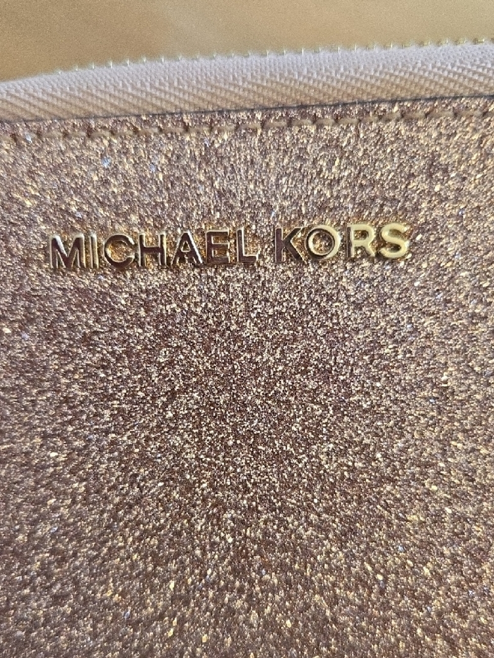 Michael Kors Glitter Zip-Around Wristlet Wallet - Pink Gold - Picture 2 of 4